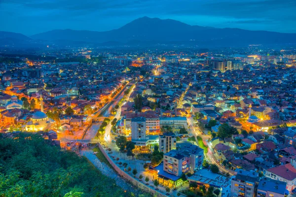 Vista Nocturna Ciudad Prizren Kosovo — Foto de Stock