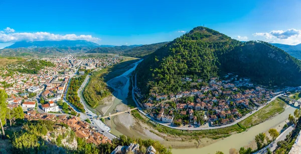 Вид Повітря Райони Мангалем Гориця Бераті Албанія — стокове фото