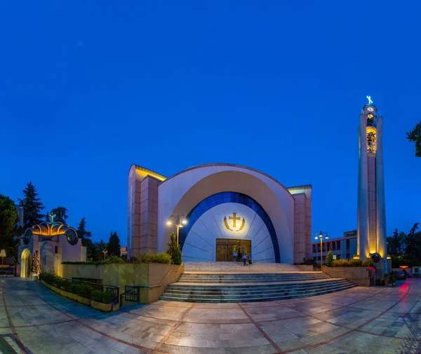 Night View Resurrection Christ Orthodox Cathedral Tirana Albani — Stock Photo, Image