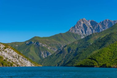 Arnavutluk 'taki Koman Gölü' nün güzel manzarası
