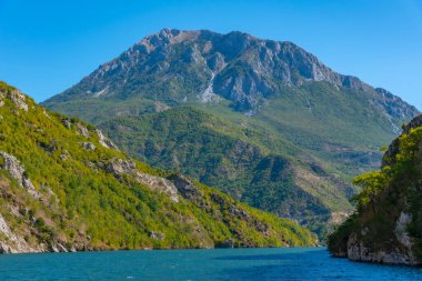Arnavutluk 'taki Koman Gölü' nün güzel manzarası