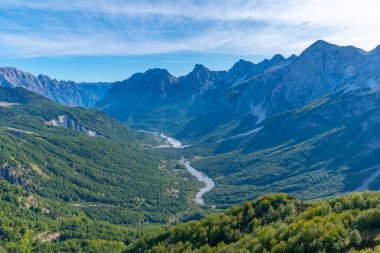 Arnavutluk 'taki Valbona vadisinde hava manzarası