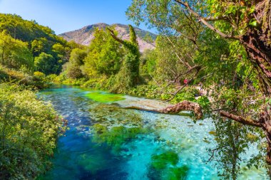 Arnavutluk 'un Sarande kenti yakınlarında mavi göz pınarı