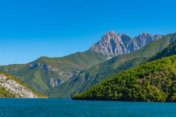 Arnavutluk 'taki Koman Gölü' nün güzel manzarası
