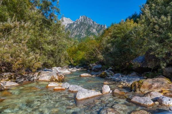 Река Вальбона Окруженная Великолепной Природой Албании — стоковое фото