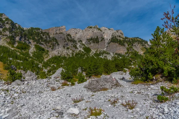 Bela Paisagem Montanhas Amaldiçoadas Vista Valbona Theth Trilha Caminhadas Albânia — Fotografia de Stock