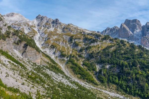 Piękny Krajobraz Przeklętych Gór Widziany Szlaku Turystycznego Valbona Theth Albanii — Zdjęcie stockowe