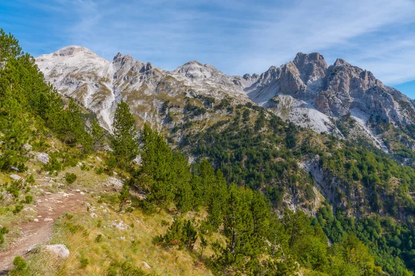 Prachtig Landschap Van Vervloekte Bergen Gezien Vanaf Valbona Theth Wandelroute — Stockfoto