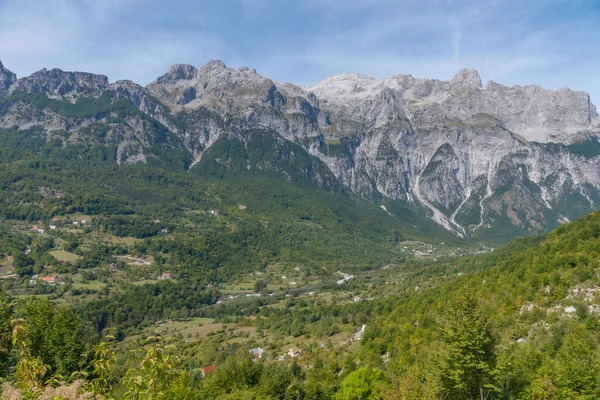 Widok Lotu Ptaka Theth Village Albanii — Zdjęcie stockowe