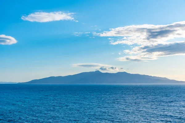 Silueta Korfu Pozorovaná Sarande Albánii — Stock fotografie