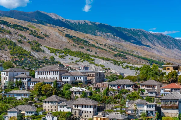 Widok Lotu Ptaka Stare Miasto Gjirokaster Albania — Zdjęcie stockowe