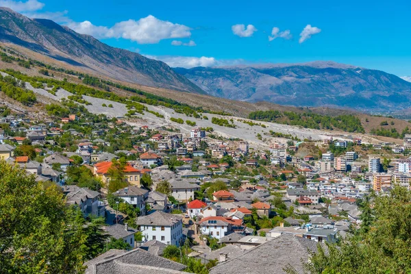 Vue Aérienne Vieille Ville Gjirokaster Albanie — Photo