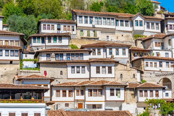 Casas Tradicionais Berat Aka Cidade Mil Janelas Albânia — Fotografia de Stock