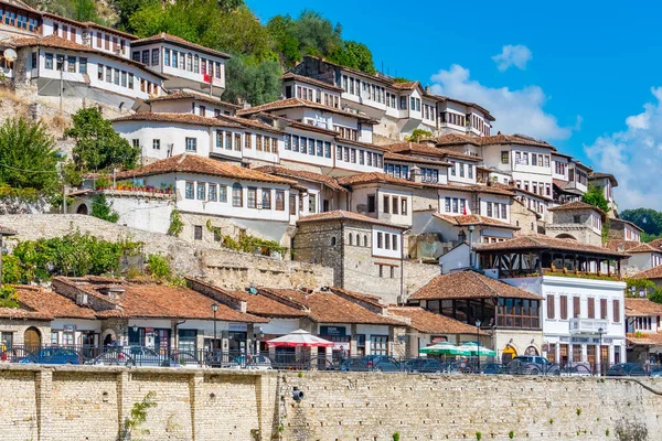 Casas Tradicionais Berat Aka Cidade Mil Janelas Albânia — Fotografia de Stock