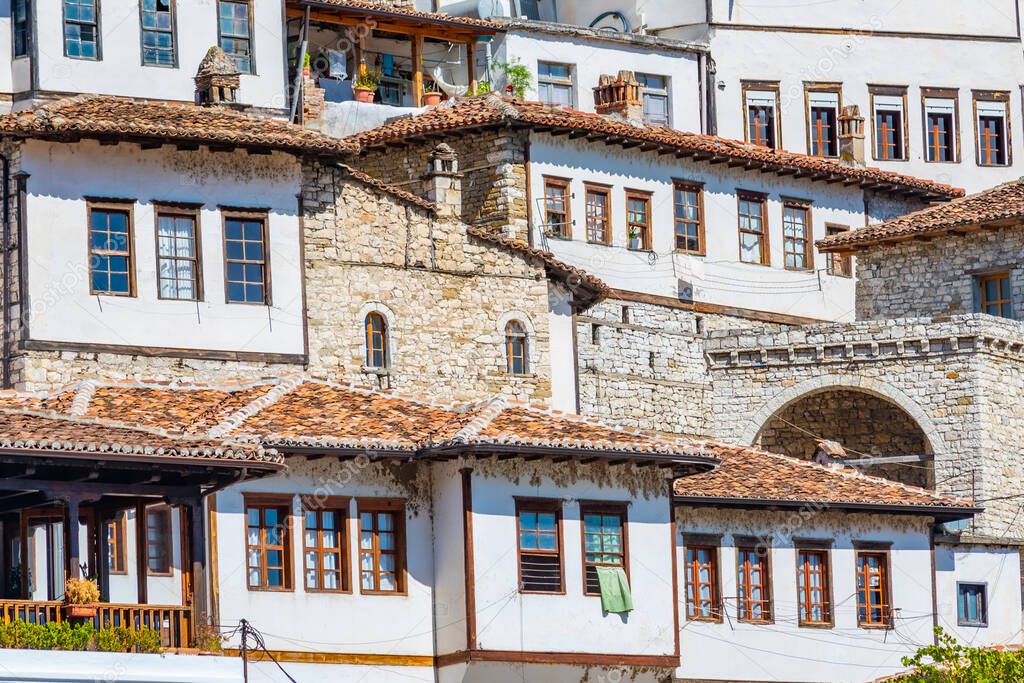Traditional houses in Berat aka city of thousand windows in Albania