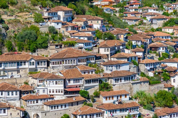 Berat Geleneksel Evler Nam Diğer Arnavutluk Binlerce Pencereli Kenti — Stok fotoğraf