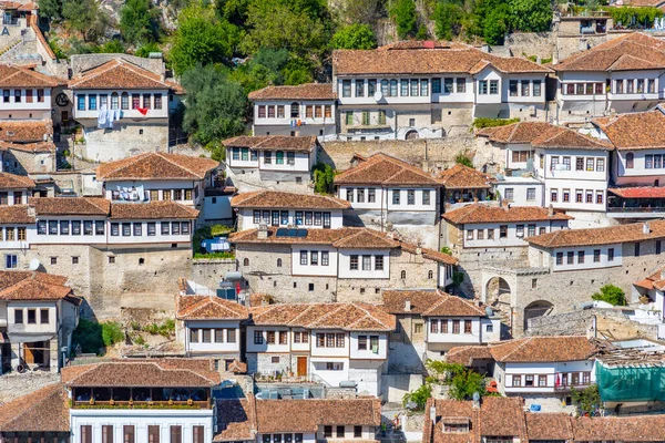 Casas Tradicionais Berat Aka Cidade Mil Janelas Albânia — Fotografia de Stock