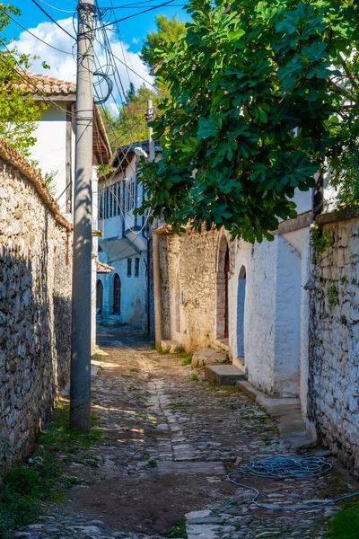 Rue Étroite Dans Vieille Ville Berat Albanie — Photo