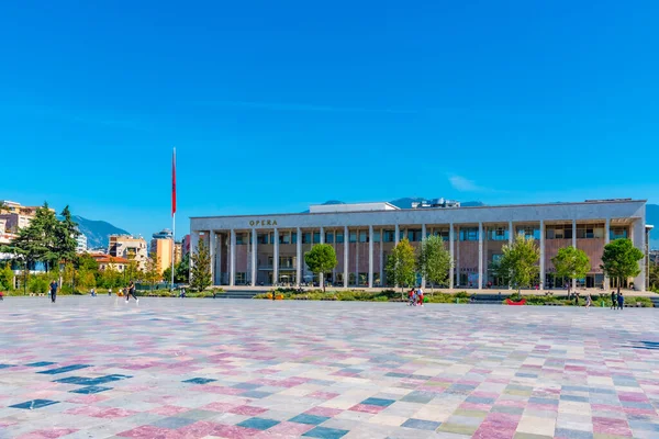 Widok Pałac Kultury Placu Skanderbega Tiranie Albania — Zdjęcie stockowe