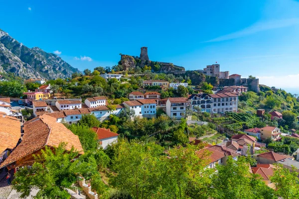 Luftaufnahme Der Burg Und Des Basars Von Kruja Albanien — Stockfoto