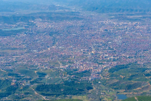 Vista Aérea Tirana Montanha Dajti Albânia — Fotografia de Stock