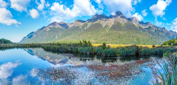 Lacs Miroirs Sur Chemin Milford Sound Nouvelle Zélande — Photo