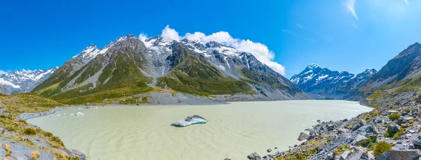Jezioro Hooker Parku Narodowym Mount Cook Nowej Zelandii — Zdjęcie stockowe