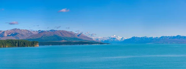 Aoraki Cook Visualizou Atrás Lago Pukaki New Zealan — Fotografia de Stock