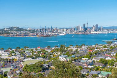 Victoria Dağı, Yeni Zelanda 'dan Auckland' ın hava manzarası