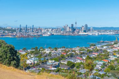 Victoria Dağı, Yeni Zelanda 'dan Auckland' ın hava manzarası