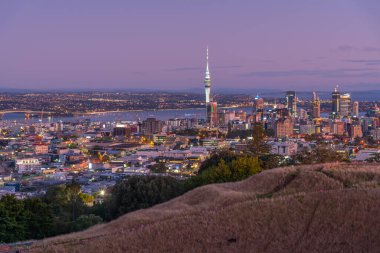 Auckland 'ın Yeni Zelanda' daki Auckland Dağı 'ndan gün doğumu manzarası