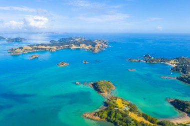 Yeni Zelanda 'daki Urupukapuka adasının havadan görünüşü
