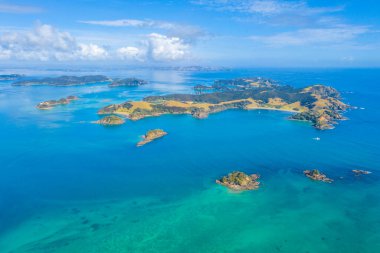 Yeni Zelanda 'daki Urupukapuka adasının havadan görünüşü