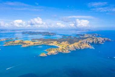Yeni Zelanda 'daki Urupukapuka adasının havadan görünüşü