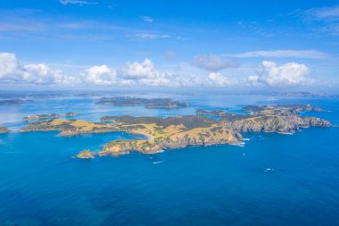 Yeni Zelanda 'daki Urupukapuka adasının havadan görünüşü