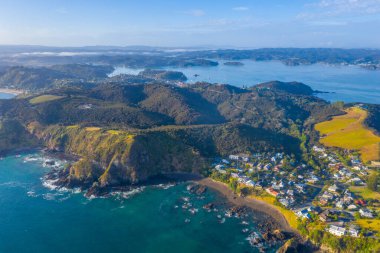Aerial view of Tapeka point near Russell, New Zealand clipart