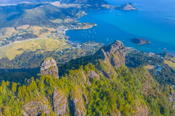 Vista Aérea Bahía Taurikura Detrás Manaia Nueva Zelanda —  Fotos de Stock