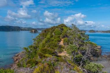 Yeni Zelanda 'daki adalar körfezinin havadan görünüşü