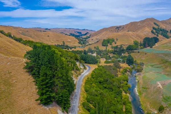 Widok Powietrza Rzekę Mangawhero Nowej Zelandii — Zdjęcie stockowe