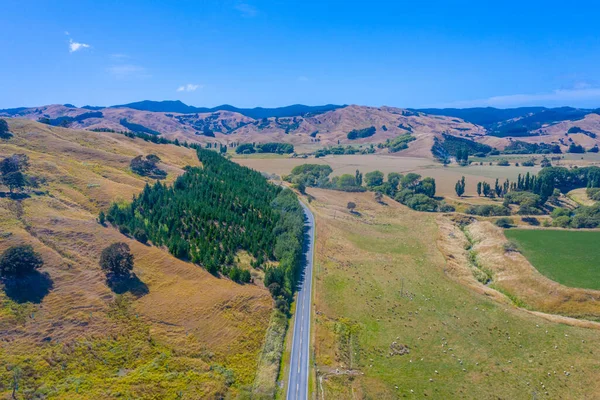 Cesta Procházející Venkovskou Krajinou Severního Ostrova Novém Zélandu — Stock fotografie