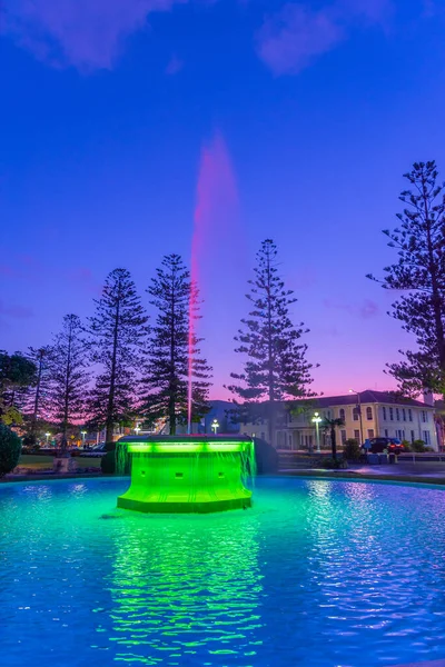 Night View Tom Parker Fountain Napier New Zealand — Stock Photo, Image