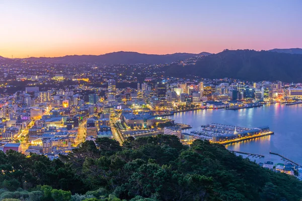 Sunset Aerial View Wellington New Zealand — Stock Photo, Image