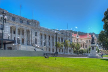 Wellington 'daki Yeni Zelanda Parlamento Binalarında Richard John Seddon' un heykeli