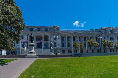 Wellington 'daki Yeni Zelanda Parlamento Binalarında Richard John Seddon' un heykeli