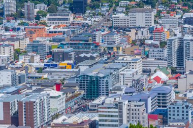Wellington, Yeni Zelanda şehir merkezinin hava görüntüsü