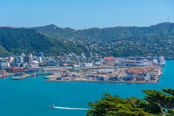 Vista Aérea Del Puerto Contenedores Wellington Nueva Zelanda — Foto de Stock