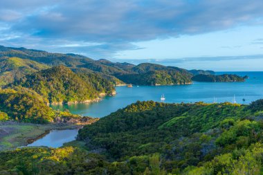Yeni Zelanda 'daki Abel Tasman Ulusal Parkı' ndaki Torrent Koyu 'nun hava görüntüsü