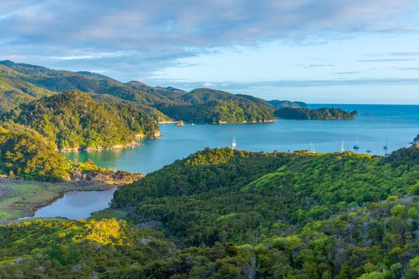 Vista Aérea Bahía Torrent Parque Nacional Abel Tasman Nueva Zelanda — Foto de Stock