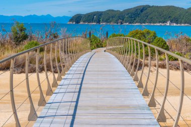 Onetahuti plajı Yeni Zelanda 'daki Abel Tasman ulusal parkında.
