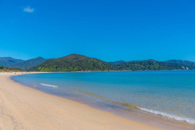 Awaroa plajı Yeni Zelanda 'daki Abel Tasman Ulusal Parkı